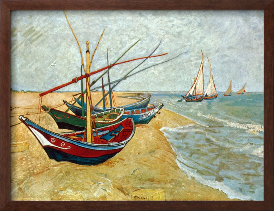 Fishing Boats on the Beach at Saints-Maries - Van Gogh Painting On Canvas